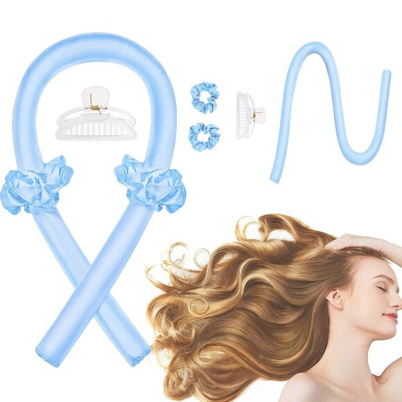No Heat Curl Set with Hair Clips and Scrunchie, Silk Overnight Styling Kit for L - Picture 1 of 6